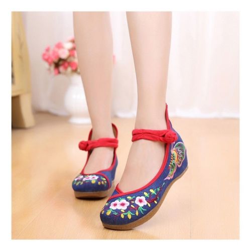 Sunflower National Style Woman Shoes Increased within Emboridered Shoes Old Beij