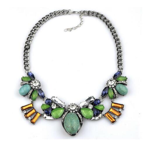 National Style Necklace Gemstone Zircon High Grade Alloy Necklace Woman    green