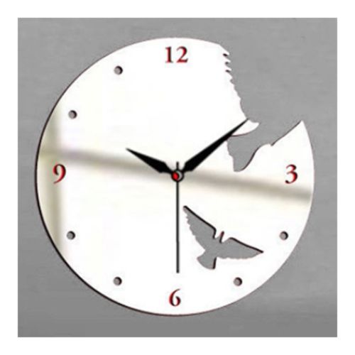 Creative Wall Clock Mirror Sticking White Pigeon   silver