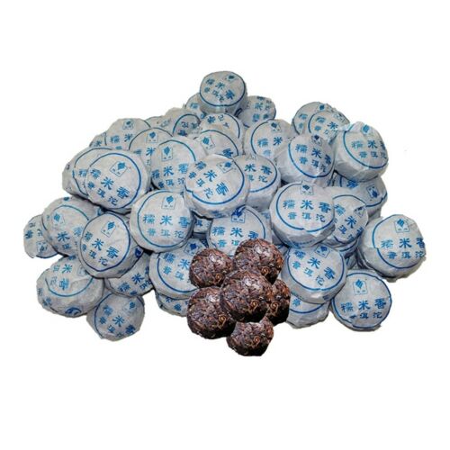 Top Grade Glutinous Sticky Rice Cooked Puer Tea Cake 100g Bamboo Plate Small Min