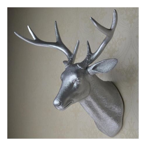 Plastic Deer Head Wall Hanging Decoration silver
