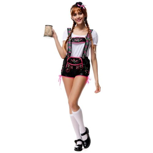 Luxury Embroidery Suspender Pants Costume Waitress Halloween