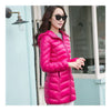 Light Thin Down Coat Woman Middle Long Hoodied