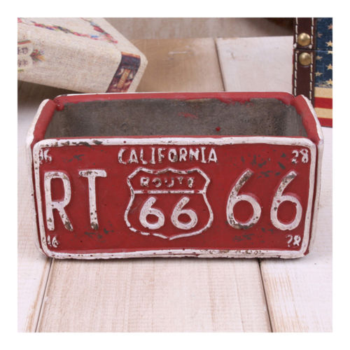 Vintage Route 66 Ashtray Car Plate Ashtray Succulent Pot Flower pot Versatile