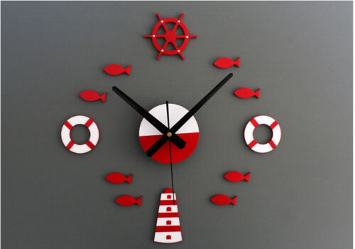 DIY Tower Helm Life Buoy Small Fish Clock  Wall Clock Silent DIY Clock