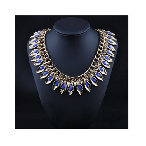 New European Big Brand Golden Leaf Zircon Exaggerated Short Necklace Woman Tempe