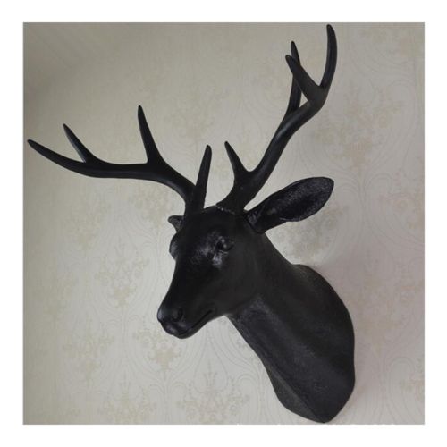 Plastic Deer Head Wall Hanging Decoration black