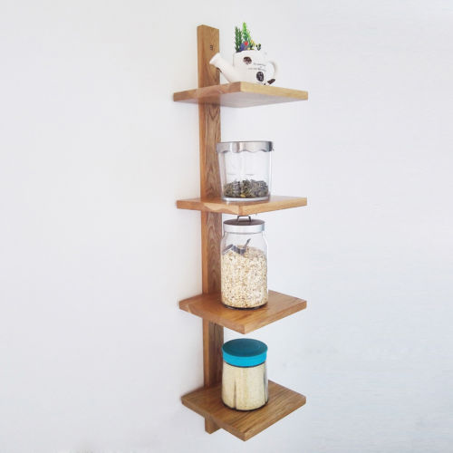 Rustic wood CD/DVD Storage Display 4 Tier Wall Mount Corner Shelves