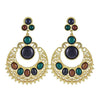 Ethnic Colorful Alloy diamond crescent earrings   COFFEE+BLUE
