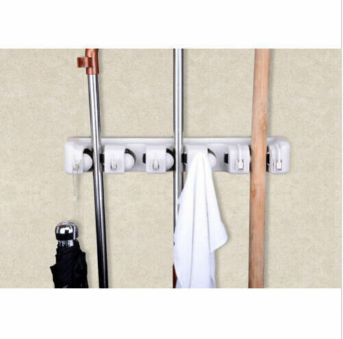 Wall Mounted Mop Organizer Holder Kitchen Mop Holder 5 Position Mop Organizer