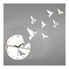 Creative Wall Clock Mirror Sticking White Pigeon   silver