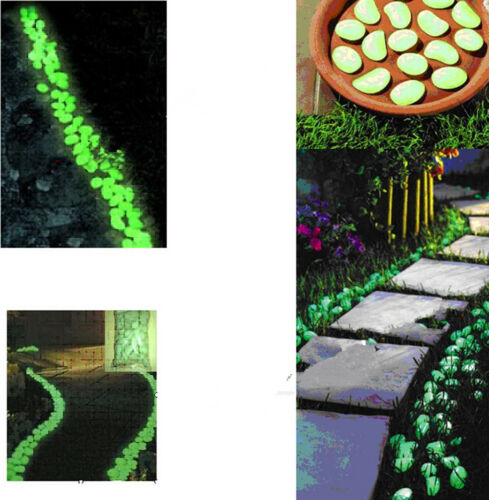 100pcs Hot Man-Made Glow in the Dark Pebbles Stone for Garden Walkway  Light Red