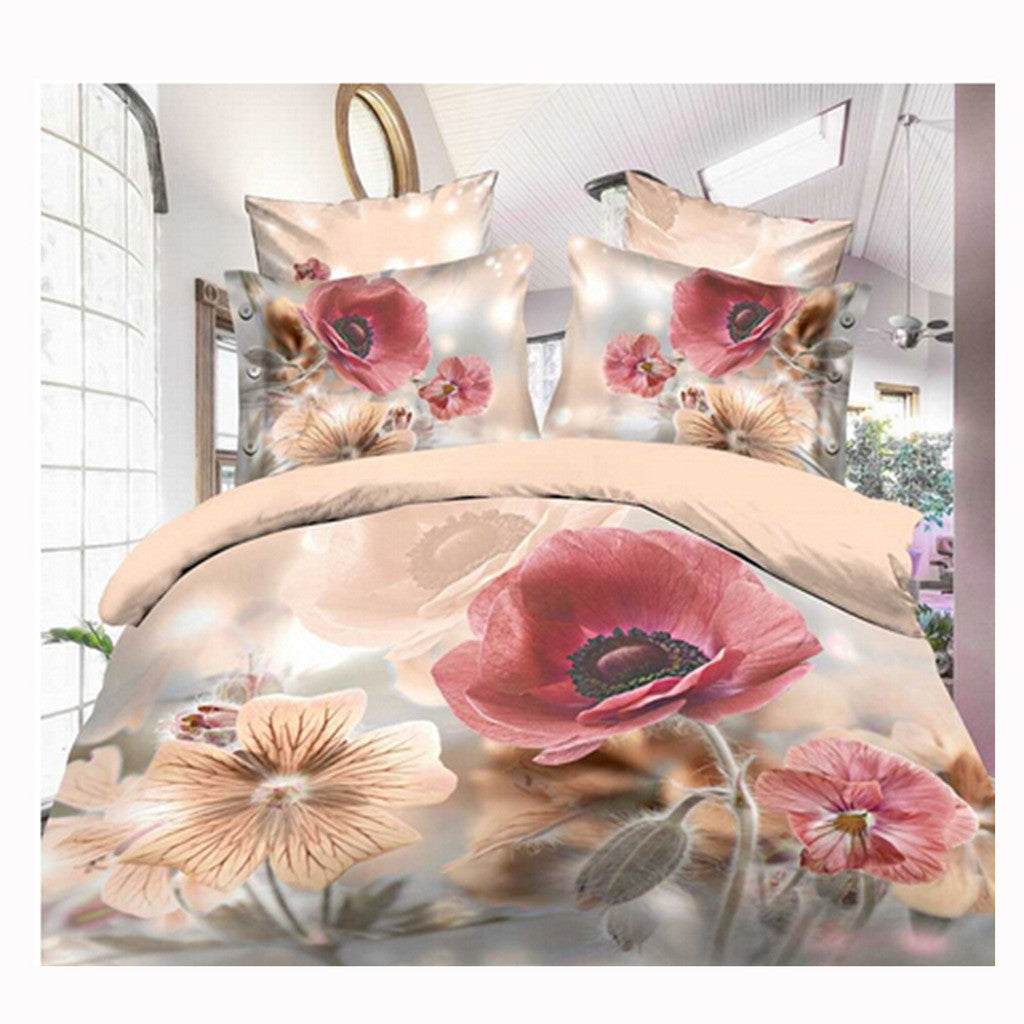 3D Queen King Size Bed Quilt/Duvet Sheet Cover Cotton reactive printing 4pcs 1.5M bed 54 - Mega Save Wholesale & Retail