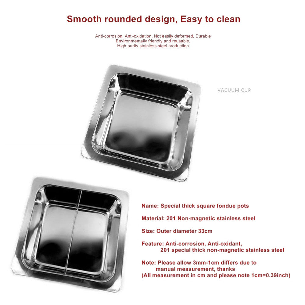 Special thick stainless steel fondue pots square wholesale non-magnetic grid there is no clear lattice duck pot soup pot factory direct   2 Cells - Mega Save Wholesale & Retail - 3