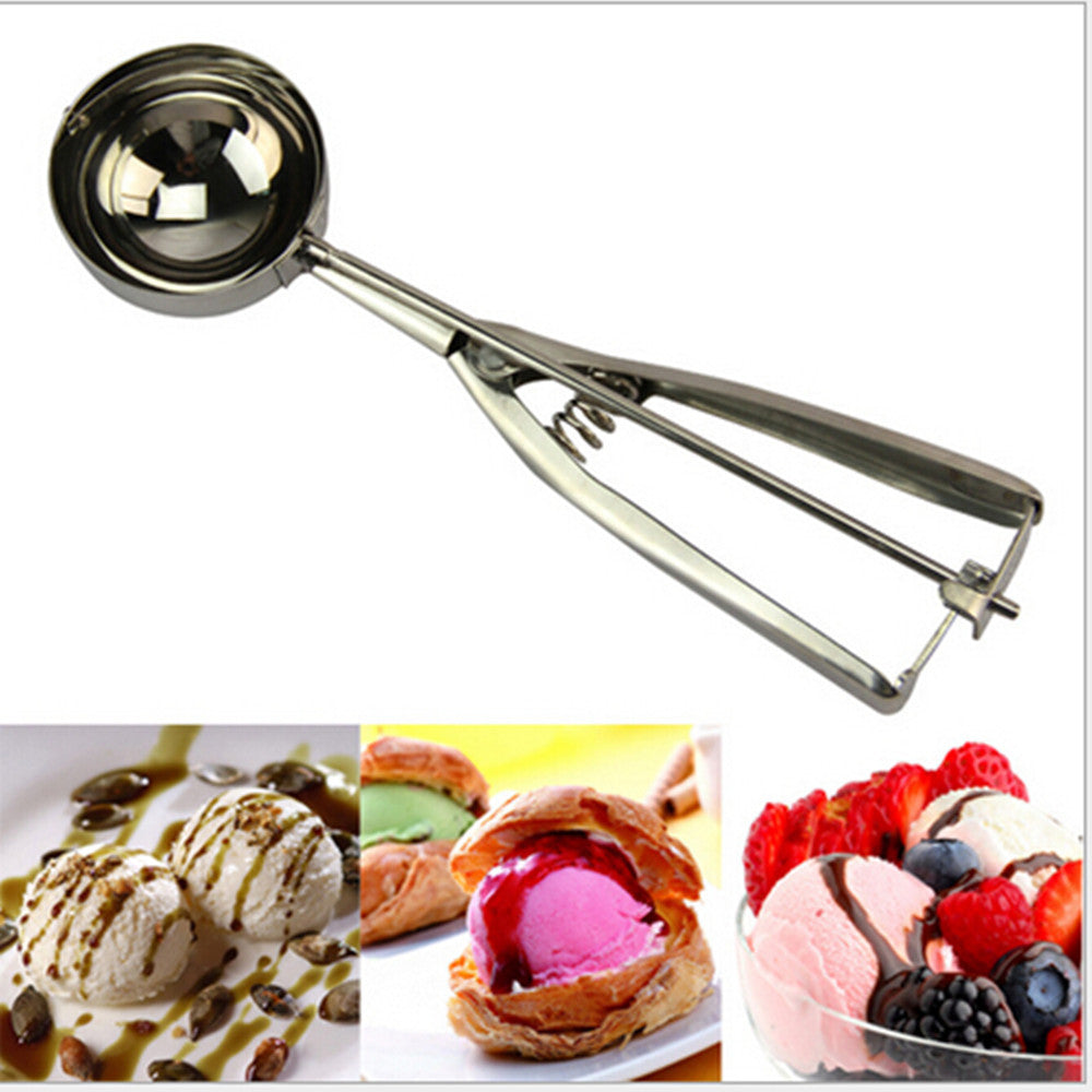 1PC Stainless Steel Ice Cream Scoop Scooper Cookie Dough Fruit Portioner Scooper   S - Mega Save Wholesale & Retail