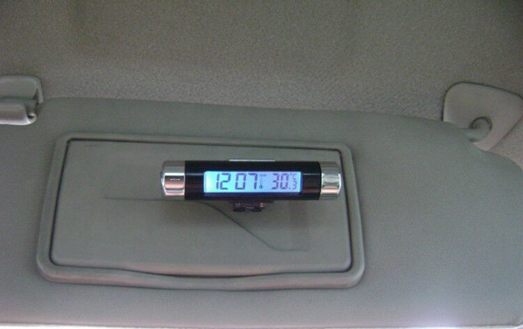2 In 1 LCD Display Thermometer Car Electronic Clock Type Of Air Outlet Clamp