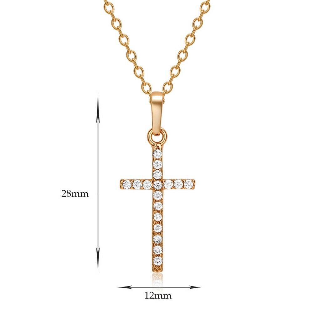 Cross Pendant Zircon Diamanted Necklace   silver