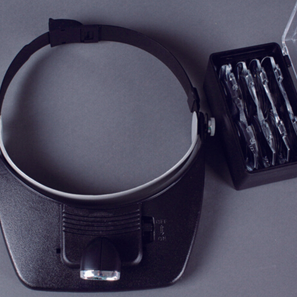 Headband Magnifier Visor Glasses LED Light 4Lens