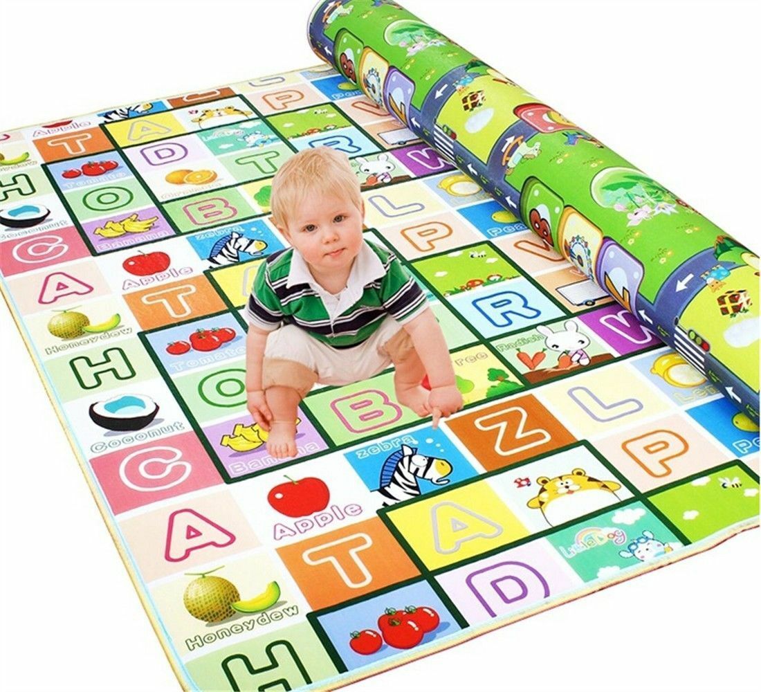 Kids Play Crawl Gym Picnic Mat Pad Rug Double SidedWa 1.5 x 1.8M