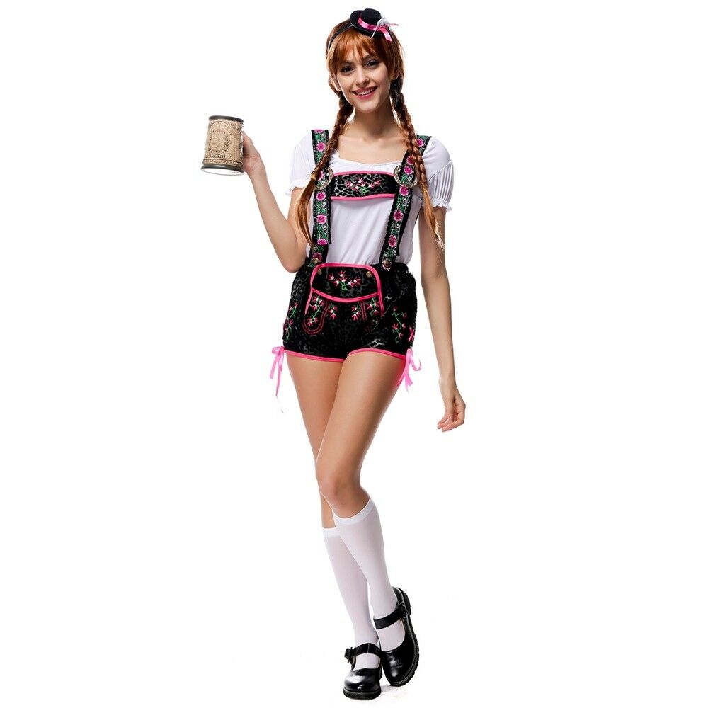 Luxury Embroidery Suspender Pants Costume Waitress Halloween
