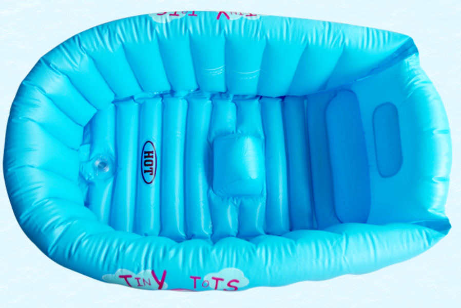 Portable Baby Kid Toddler Infant Bath Tub Inflatable Bathtub Travel Swimmer Blue