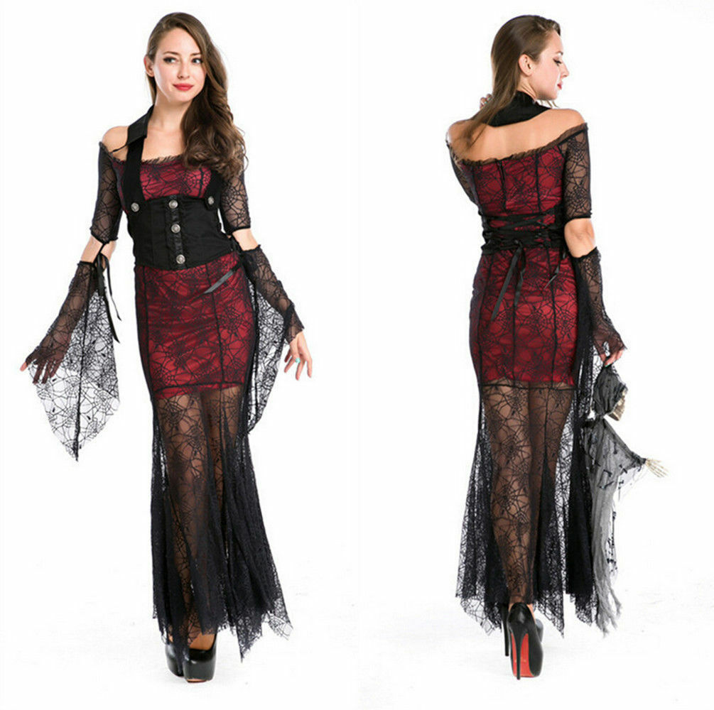Sexy Vampire Queen Ladies Gothic spider Fancy Dress Halloween Vampires Sexy Vampire Queen Ladies Gothic spider Fancy Dress Halloween Vampires