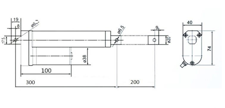 Linear Actuator 200mm Stroke 10mm/s 24V 90Kg IP54