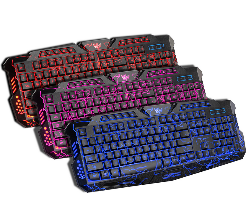 Gaming Keyboard 3 Colours Backlighting Wired Multimedia PC Gaming Keyboard