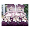 3D Flower Bed Quilt/Duvet Sheet Cover 4PC Set Cotton Sanded 015