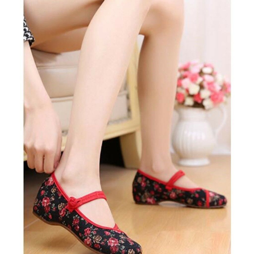 Old Beijing Cloth Shoes Slipsole Small Flower National Style Embroidered Shoes D