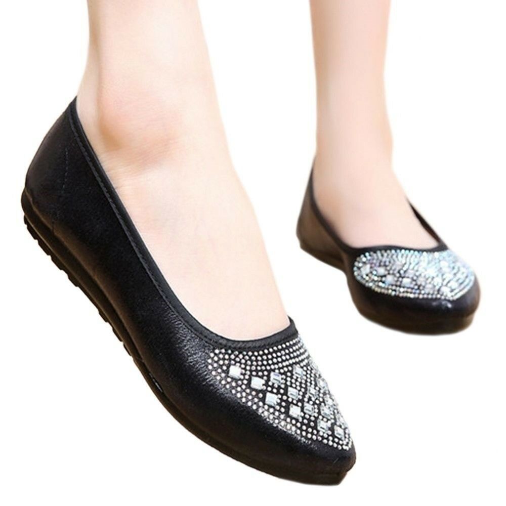 Suqare Fake Diamond Low-cut Old Beijing Cloth Shoes   black