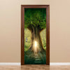 Door Sticker New 3D DIY PVC Waterproof  Door Wall Mural Log Cabin qd054