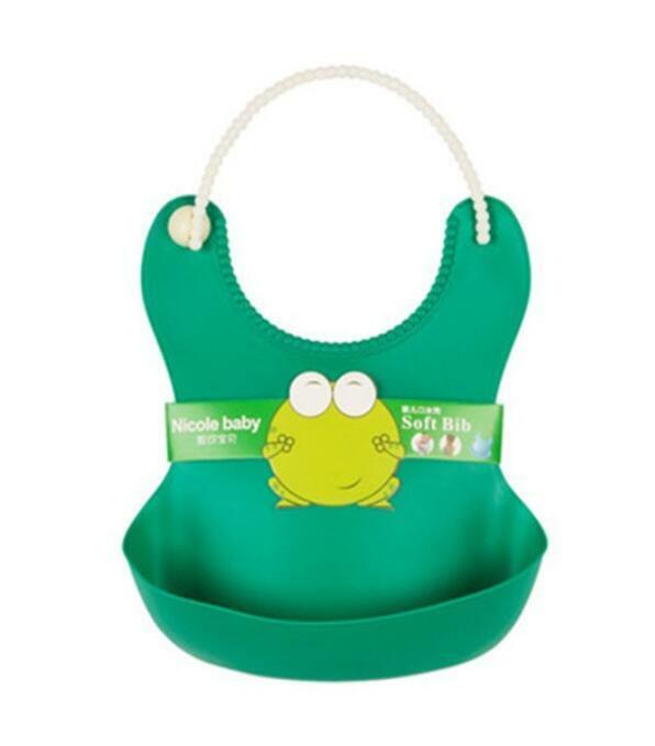 Waterproof Silcone Roll Up Baby Soft Bib  4pcs a lot Food Catcher Pocket