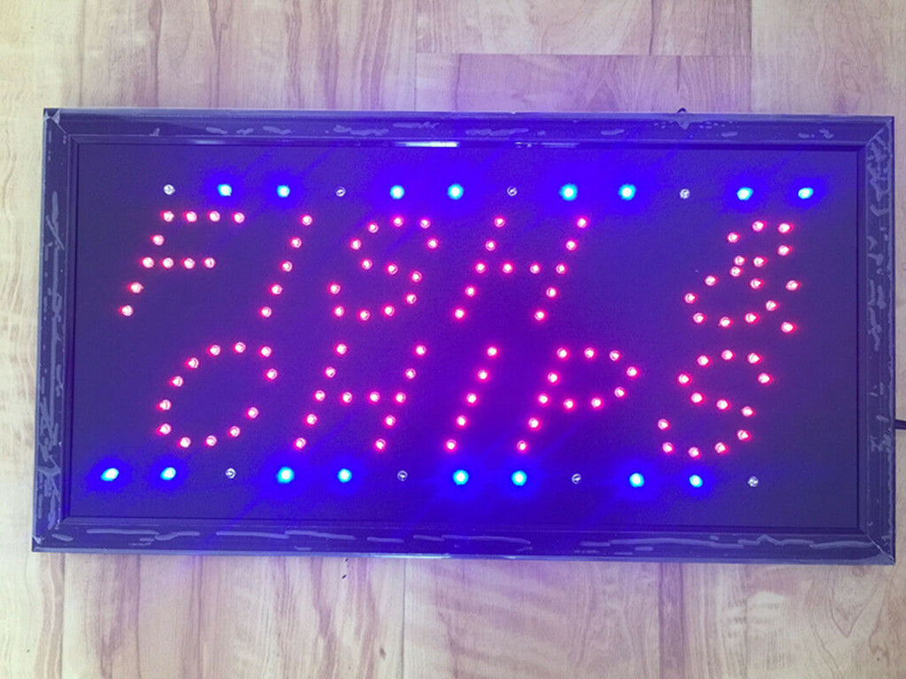 Neon Lights LED Animated Fish Chips Customers Attractive Sign  Shop Sign 220V