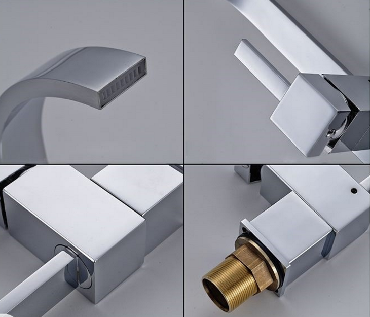 Rotative Wasserfall Küchen Armatur Chrom Messing 30cm