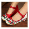 Old Beijing Cloth Embroidered Shoes Flax   red