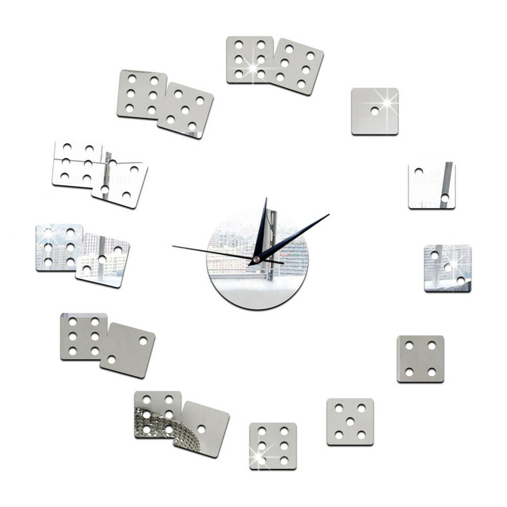 Living Room Wall Clock Mirror DIY Creative Dice
