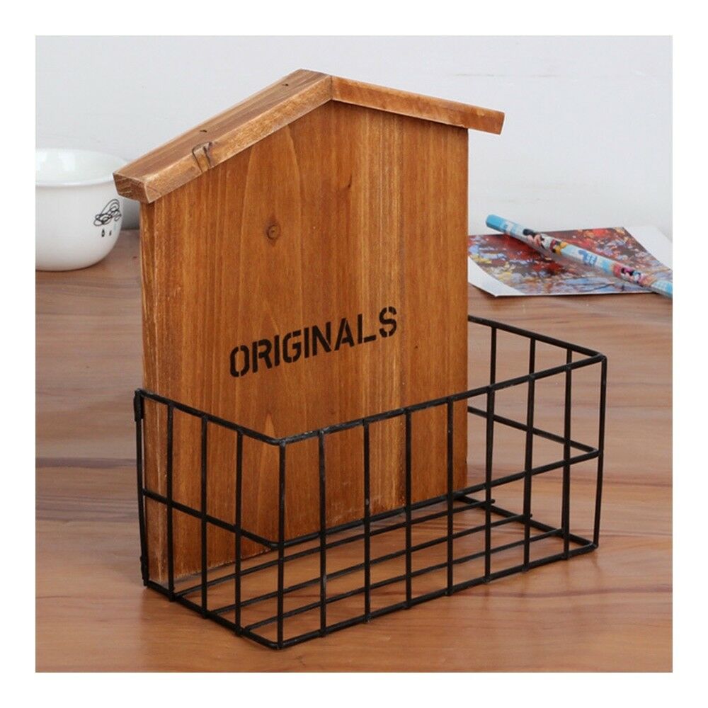 House Shape Iron Storage Basket Wall Decoration