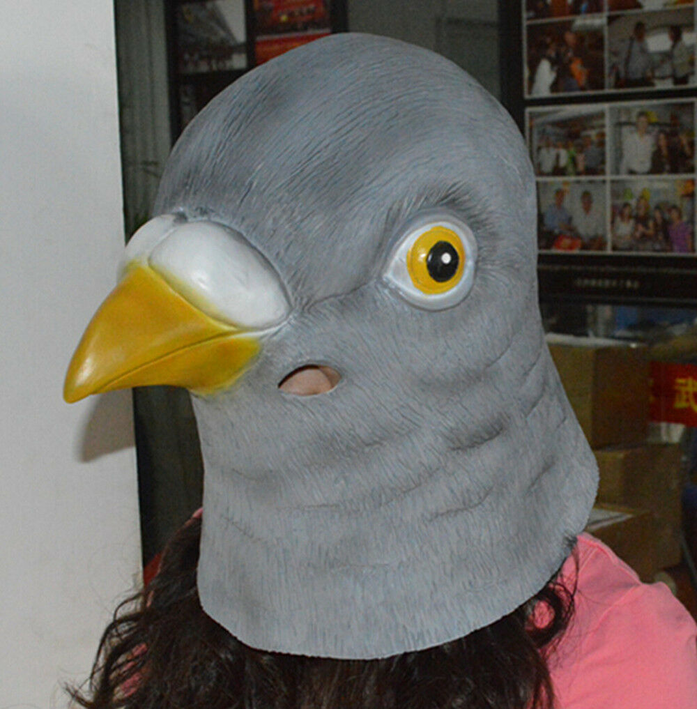 Pigeon Head Mask Rubber Latex Animal Costume Full head Mask Halloween Costume Fa