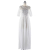 Lace Macrame Sexy Chiffon Full Dress   white
