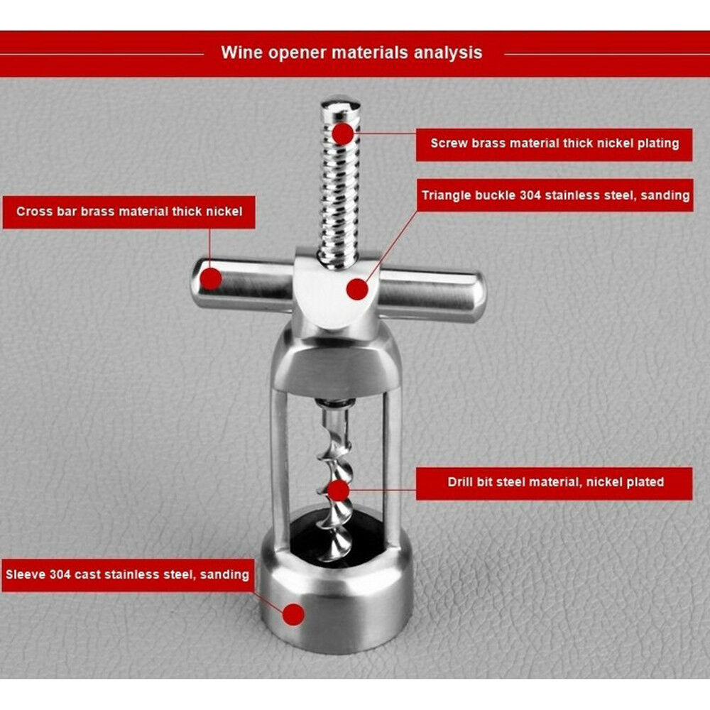 304 Stainless steel Red wine bottle opener Cross screw opener Corkscrew