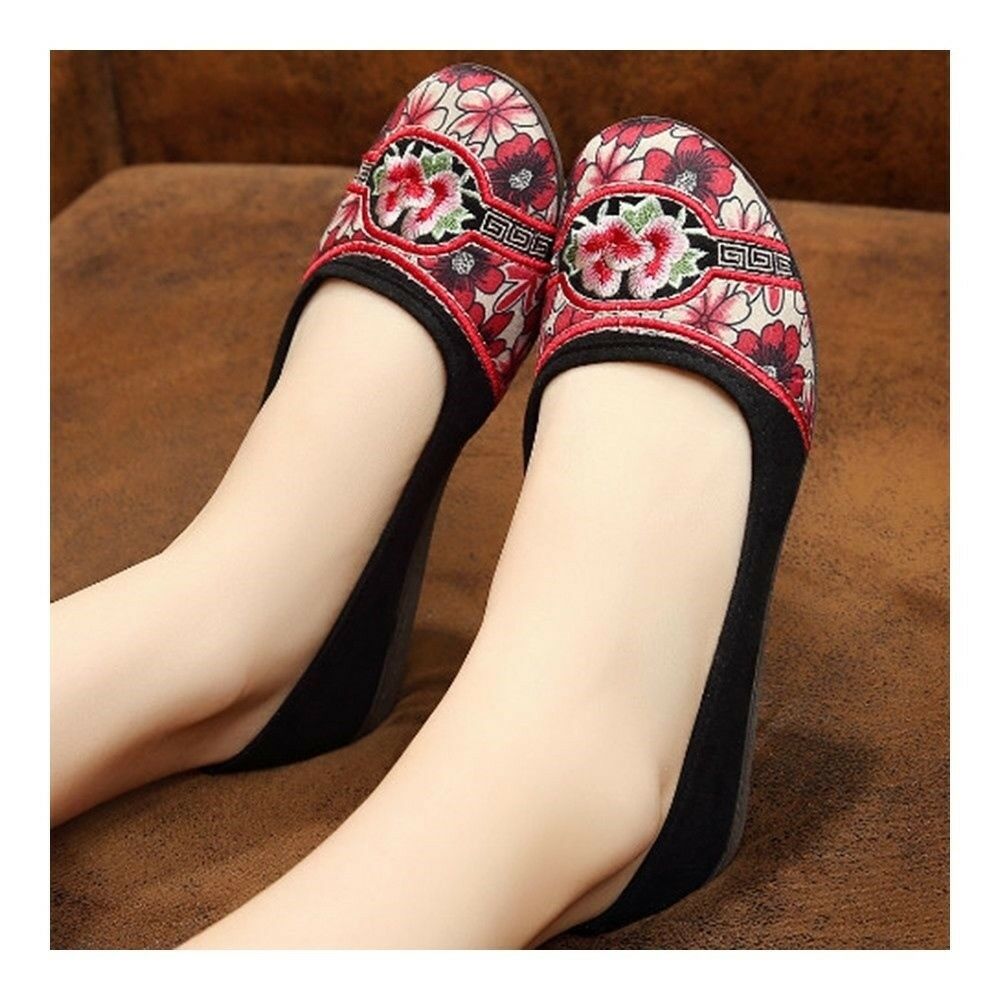 Old Beijing Cloth Shoes Casual National Style Splicing    black