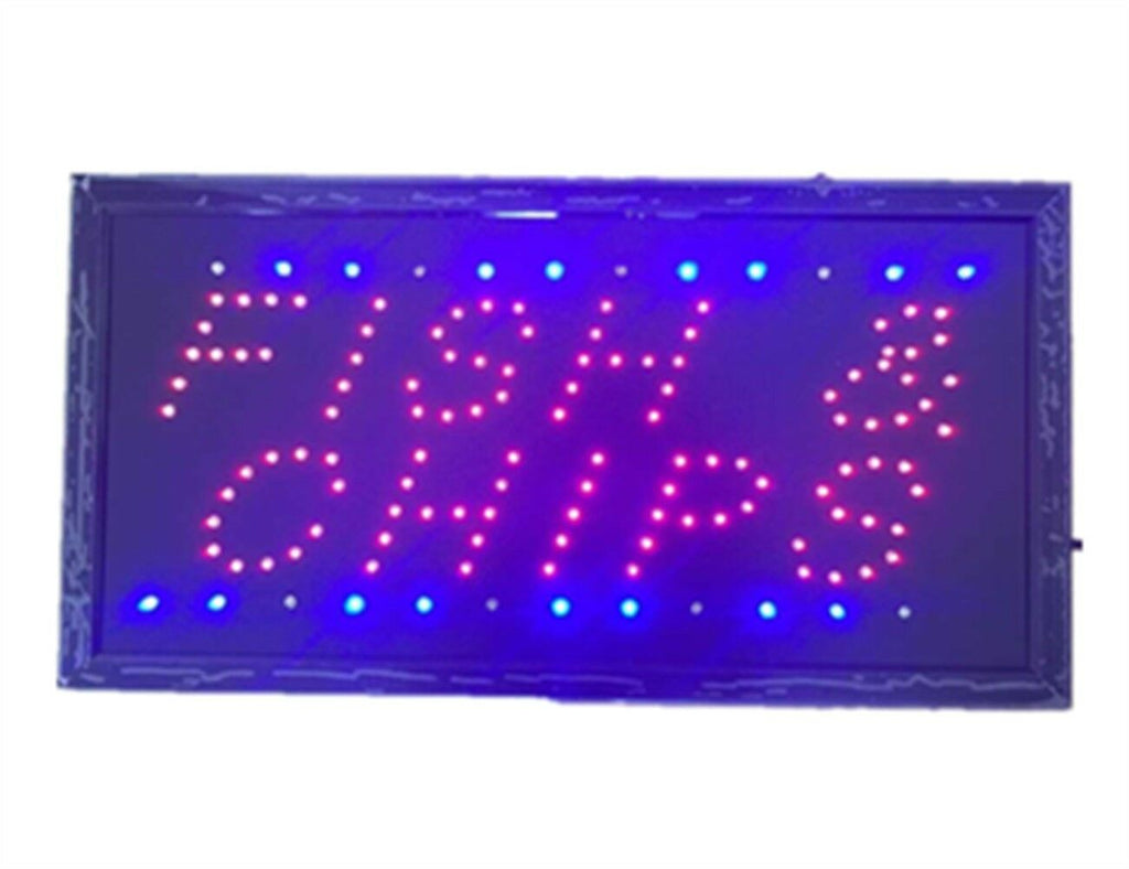 Neon Lights LED Animated Fish Chips Customers Attractive Sign  Shop Sign 220V