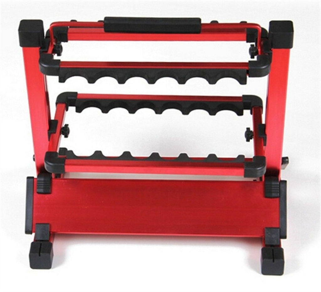 Portable Fishing Rod/Pole Holder 12 Slot Aluminium Fishing Rod Stand Rack red