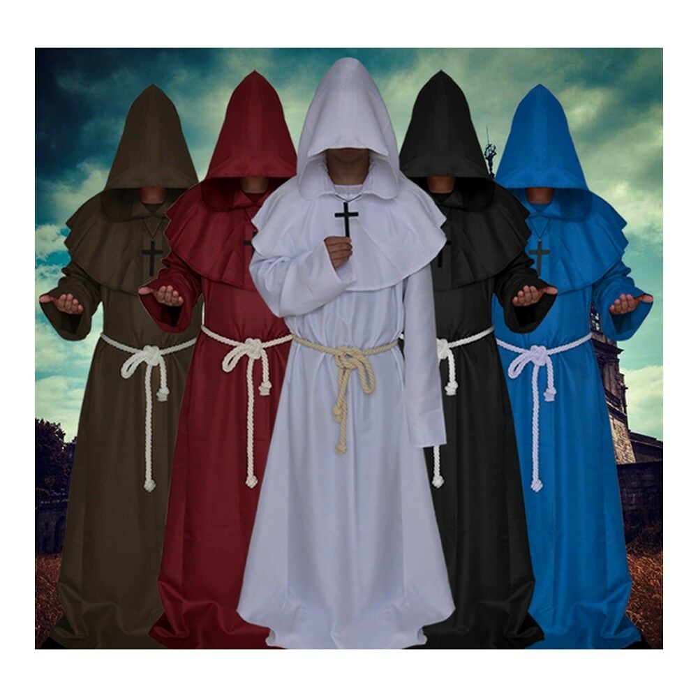 Halloween Cosplay Middle Ages Monk Wizard Christian brown S