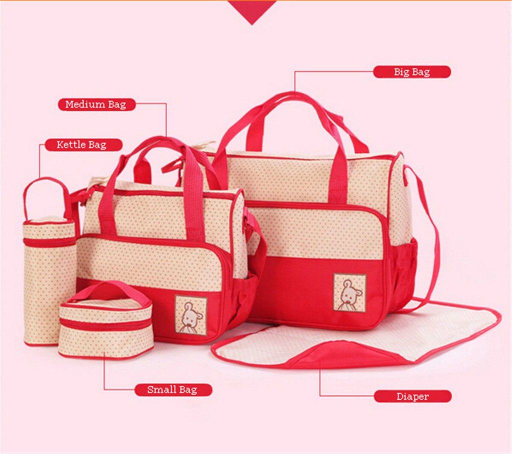 Hot 5pc Baby multifunction Changing Diaper Nappy Mummy Mother Handbag Bags