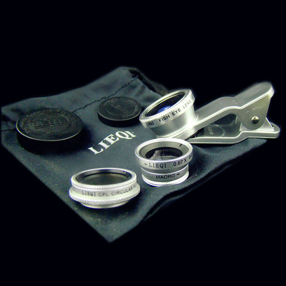 LIEQI LQ008 super wide-angle fisheye macro CPL filter Four phone camera Black