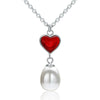 Necklace Romantic Love Heart Hanging Pearl with Silver