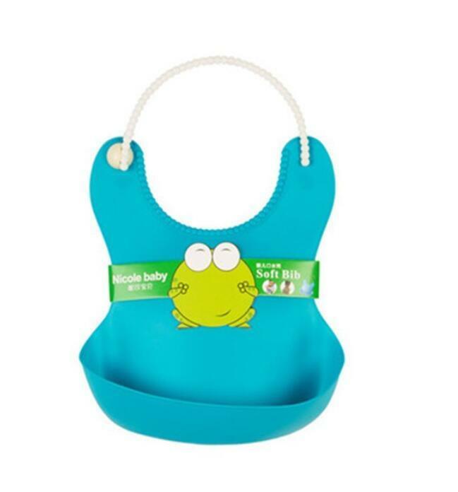 Waterproof Silcone Roll Up Baby Soft Bib  4pcs a lot Food Catcher Pocket