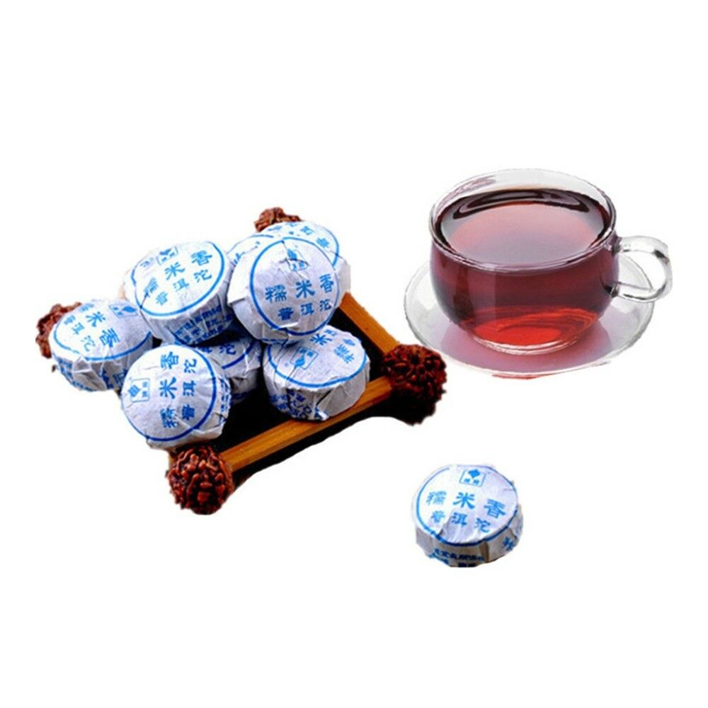 Top Grade Glutinous Sticky Rice Cooked Puer Tea Cake 100g Bamboo Plate Small Min